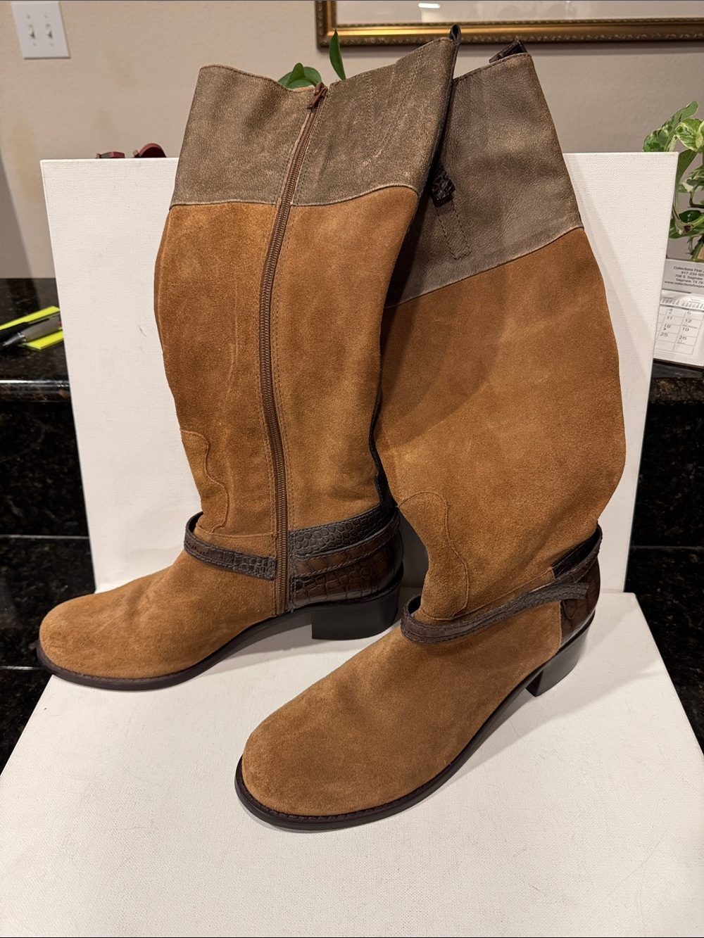 Matisse Two-Tone Brown Suede Mid-Calf Boots
